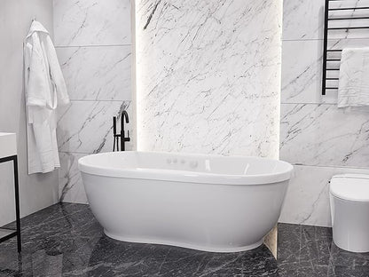ANZZI Freestanding Tub 36" x 71", Whirlpool and Air Bath Tub in White, Aromatherapy, Whirpool Jetted, 6 ft., Lori Series (FT-AZ102)