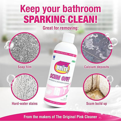 Quick 'n Brite Scum Off Shower Cleaner - No Scrub, No Harsh Chemical Daily Shower Cleaner, Multi-Surface All-Purpose Cleaner 16 Oz (Packaging May Vary)