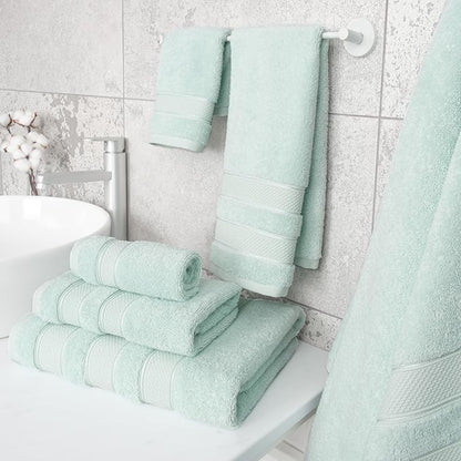 American Soft Linen Salem Turkish Bath Towel Set, 100% Cotton 600 GSM 6 Piece Towels for Bathroom, 2 Bath Towels 2 Hand Towels 2 Washcloths, Mint