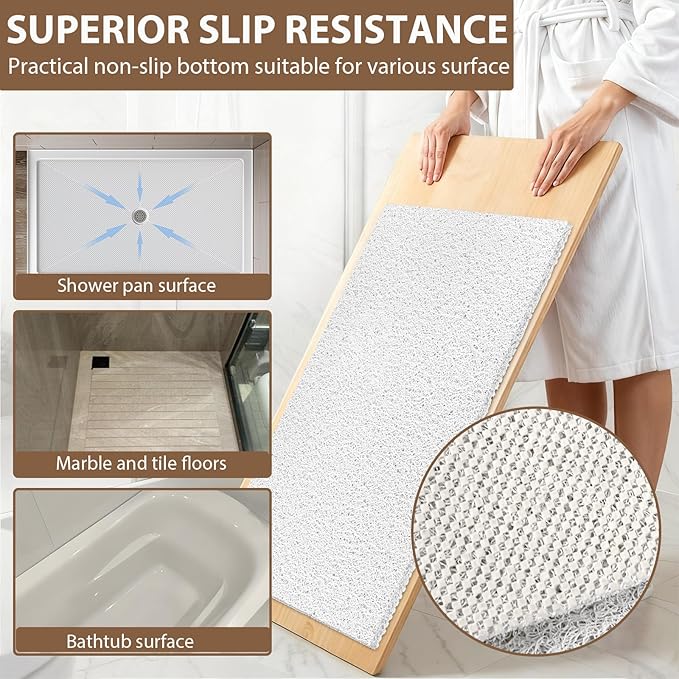 Shower Mat Non Slip: 47.2 x 31.5 Inch Extra Large Shower Mats for Inside Shower with Drain Hole - Soft PVC Loofah Anti Slip Shower Stall Mat for Walk-in Shower and Bathroom, Quick Drying