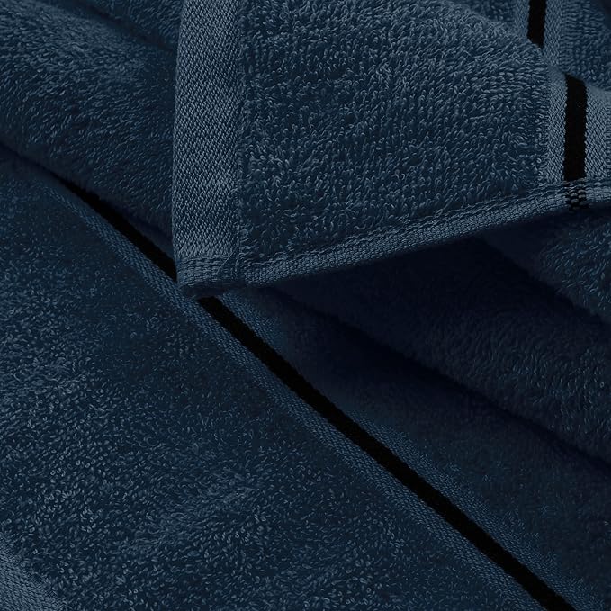 MyOwn Ultra Soft 6 Pack Cotton Towel Set, Contains 2 Bath Towels 28x55 inch, 2 Hand Towels 16x24 inch & 2 Wash Coths 12x12 inch, Ideal Everyday use, Compact & Lightweight - Mineral Blue