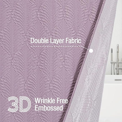 Gibelle Lavender Purple Shower Curtain for Bathroom, 3D Embossed Textured Fabric Shower Curtain, Modern Farmhouse Chic Soft Cloth Shower Curtain Set with Hooks, 72x72