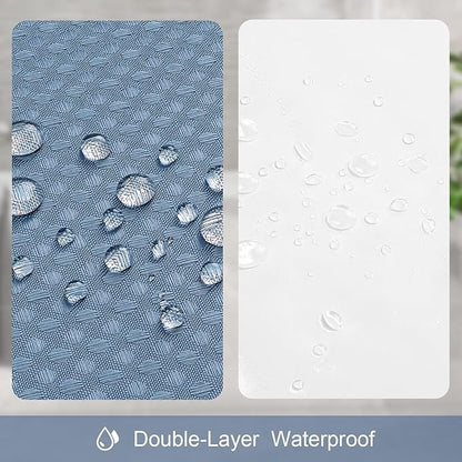 3 in 1 Long Moonlight Blue Shower Curtain Set-72 W x 78 H, Modern Waffle and PEVA Liner Set with 12 Stainless Steel Hooks, Waterproof Fabric for Bathroom