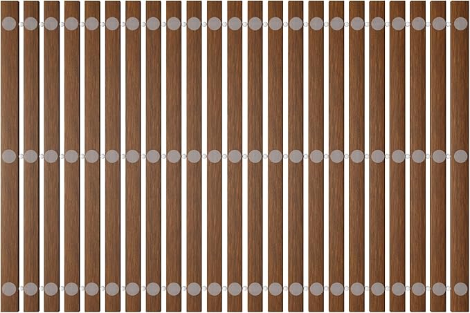 OLDTREE 15.78" W x 23.62" L Foldable Teak Shower Mat, Non Slip, Luxury Wood Bathroom Mat for Spa Home,Indoor or Outdoor