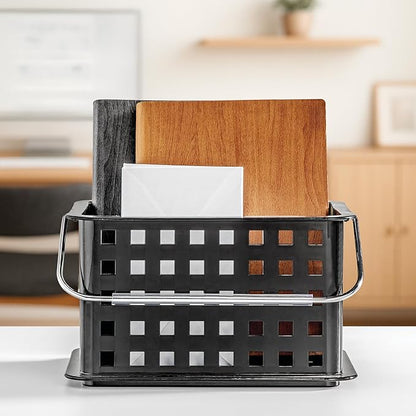 iDesign Stackable Shower Basket with Handle for Dorm or Bathroom - Set of 3 - Black - Made in USA