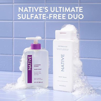Native Body Wash Contains Naturally Derived Ingredients | For Women & Men, Sulfate, Paraben, & Dye Free Leaving Skin Soft and Hydrating | Cotton & Lily 18 oz