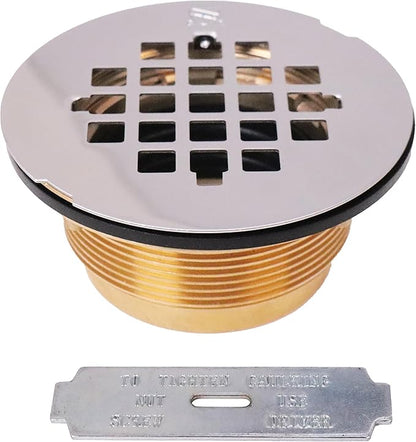 Westbrass SP6036WB-26 60" x 36" 3-Wall Shower Pan with Solid Brass Center Drain and 4-1/4" Cross Grid Brass Drain Cover, Polished Chrome
