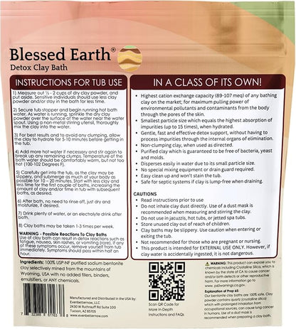 Blessed Earth Detox Clay Bath, 100% Pure Sodium Bentonite Therapeutic Grade – Cleansing and Purifying, by Evenbetternow LLC, 4 lb (64 oz)