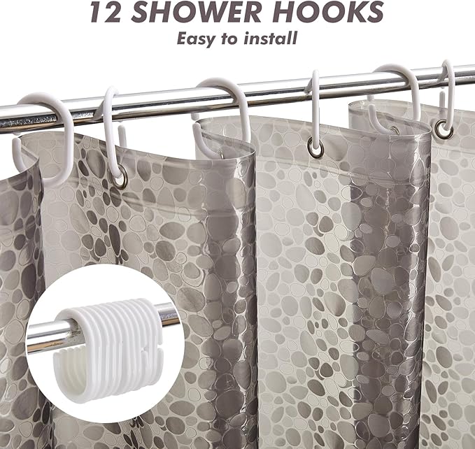 Bostofy Waterproof Shower Curtain Liner EVA 8G - Rust-Proof Hooks, Heavy-Duty Magnets - Enhance Your Bathroom with Durability and Elegance, 72L x 84H Inches