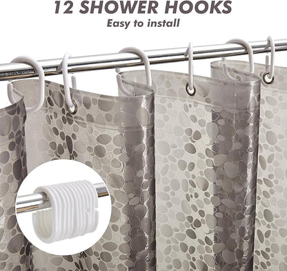 Bostofy Waterproof Shower Curtain Liner EVA 8G - Rust-Proof Hooks, Heavy-Duty Magnets - Enhance Your Bathroom with Durability and Elegance, 72L x 84H Inches