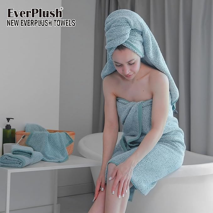 Everplush Diamond Jacquard 6 Pieces Bath Towel Set, Luxury Super Soft Oversized everplush Towels, Highly Absorbent everplush Diamond Jacquard Quick Dry Bath Towel for Bathroom Lagoon