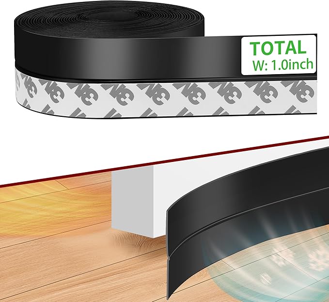Door Weather Stripping Seal Strip, Door Draft Stopper for Door Frame, Window, Shower Door Bottom Seal, Strong Adhesive Silicone Weather Stripping for Weatherproofing and Noise Reduction, Black