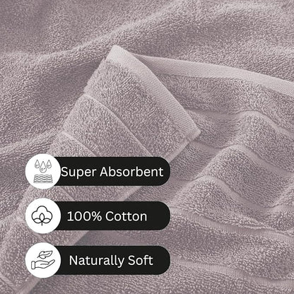 Casa Platino 100% Cotton 12 Piece Bath Towel Set - Ring Spun, Quick Dry, Super Soft & Highly Absorbent - 4 Bath, 4 Washcloths, 4 Bathroom Hand Towels - Hotel Quality Bathroom Towel Set - Platinum