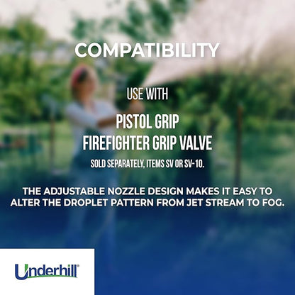 Underhill Magnum UltraMAX Premium PRO Series-Full Throttle 1 Inch Garden Water Hose Nozzle, Sprayer, Jet, Metal and Rubber, Adjustable, NG600-SFH-10