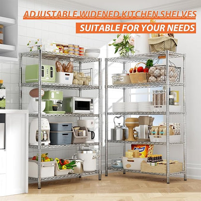 Storage Shelves Heavy Duty, 2 PCS 36" L x 14" W x 72" H Garage Wire Shelving Unit Loads 1750LBS, 5-Tier Adjustable Metal Industrial Utility Shelf Rack for Kitchen, Laundry Room, Warehouse, Basement