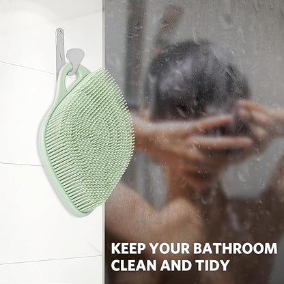 Sndyi Silicone Body Scrubber, Gentle Exfoliating Body Scrubber for Sensitive Skin, Leaf Shaped Shower Scrubber for Body with Lathering Bristles, Silicone Loofah Body Brush for Showering, Green