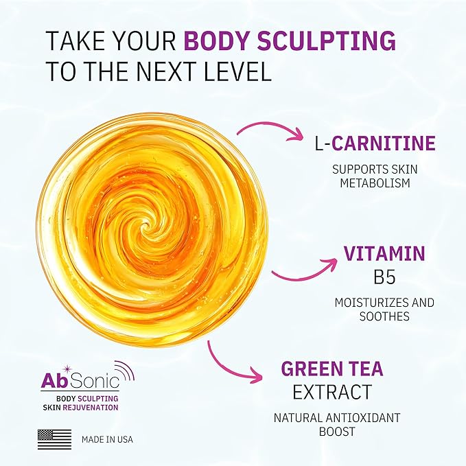 Absonic Sculpt Firming Cavitation Conductive Gel - Toning Gel Enriched with L-Carnitine & Green Tea Extract for Body Cavitation, Sculpting & Tightening Devices - 8.5oz Bottle - Made in USA