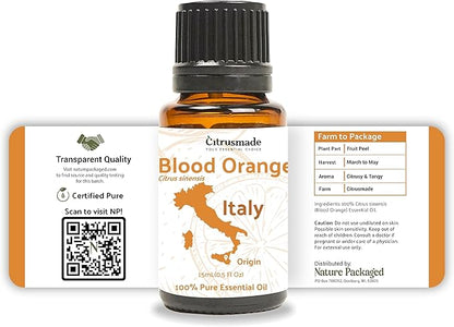 Blood Orange Essential Oil - Direct from Citrusmade in Sicily - Pure Essential Oil for Diffusers and Aromatherapy - Natural Citrus Scent | 100% Pure Therapeutic Grade (15ml)