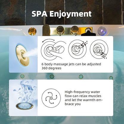 WOODBRIDGE 72" x 35-3/8" Whirlpool and Air Bath Heated Soaking Combination Tub with Adjustable Speed Air Blower and Display Control Panel, Brushed Gold Finish Trim and Drain Kit, BG400+F0045BG