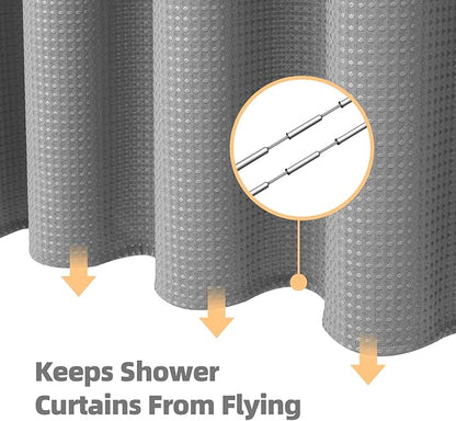 LaCyan 3 in 1 Waterproof Waffle Weave Shower Curtain and Clear Liner Set with 12 Stainless Steel Hooks Double Sided for Bathroom 72 Inches Heavy Duty Polyester Fabric Shower Curtains 72x72