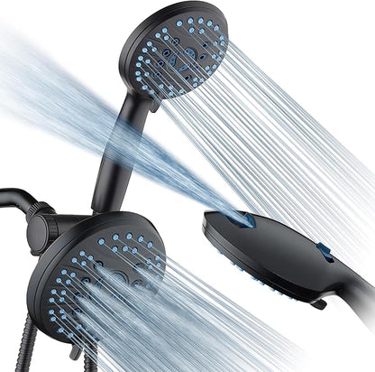 Hotel Spa AquaCare As-Seen-On-TV High Pressure Handheld & Rain 50-mode 3-way Shower Head Combo with Anti-clog Jets, 2-mode Tub & Pet Power Wash, Extra Wall Bracket, 6 ft. Hose, Matte Black