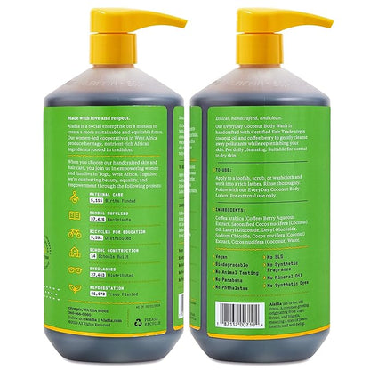 Alaffia Body Wash, Everyday Coconut – Moisturizing Soap with Nourishing Coffee Berry Extract & Coconut Water, Vegan & Cruelty-Free, 32 Oz