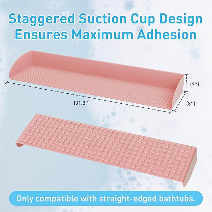 Roslim Bathtub Splash Guard Play Shelf - Silicone Toy Tray Holder Storage for Kids’ Bath Time, Tub Shelf with Suction Cups, Prevent Water Spilling in Bathroom, Kids Bath Accessories,Fairy Pink