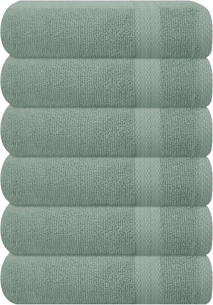 GLAMBURG Ultra Soft 6-Piece Hand Towel Set 16x28-100% Ringspun Cotton - Durable & Highly Absorbent Hand Towels - Ideal for use in Bathroom, Kitchen, Gym, Spa & General Cleaning - Jade