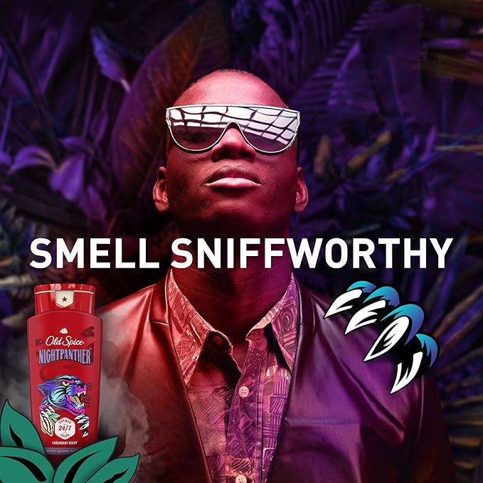 Old Spice Cleansing Body Wash for Men, 3X Defense, 24/7 Shower Fresh with Lasting Scent, 2-in-1 Body & Face Wash, NightPanther with Rich Warm Scent, 24 oz (Pack of 4)
