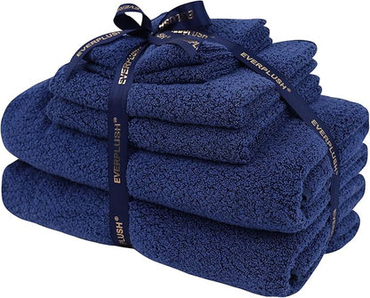 Everplush Diamond Collection 6-Piece Bath Sheet Towel Set, Soft Plush Jacquard Luxury Bath Towels,Highly Absorbent & Fast-Drying Luxury Towels Sets for Bathroom,Shower, or Spa (Navy, Bath Sheet 6PK)
