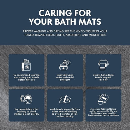 White Classic Luxury Bath Mat Floor Towel Set - Absorbent Cotton Hotel Spa Shower/Bathtub Mats [Not a Bathroom Rug] 22"x34" | 2 Pack | Dark Gray