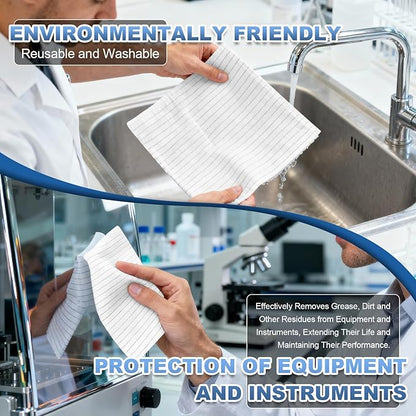 Anti-Static Microfiber Wipes 9"x9"(100 Pcs,Class 100, 200GSM) Lint Free Cloths Reusable Special ESD protection design is suitable for protecting sensitive electronic components and tools