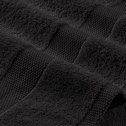 White Classic Wealuxe Black Washcloths 24 Pack - 600 GSM 100% Ring-Spun Cotton Wash Cloths for Showering, Highly Absorbent and Soft | 12x12 Inches