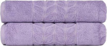 BAGNO MILANO Organic Turkish Cotton Bath Towels, Luxury Jacquard Collection, Certified Organic Highly Absorbent, Soft-Plush Towel Set (Lilac, 2 Pcs Bath Towel Set)