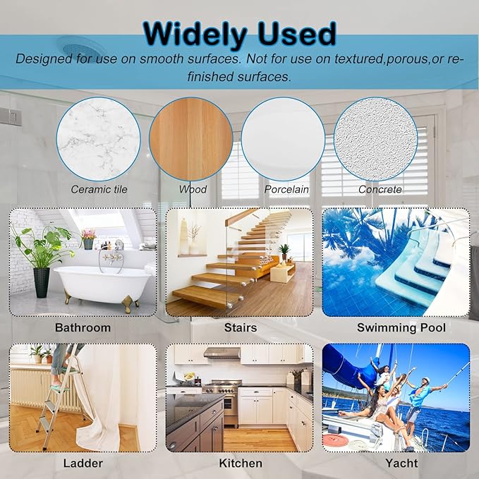 S&X Non Slip Bath Stickers,Gritty Textured Slip-Resistant Treads,0.75-Inch by 11-Inch,12 Strips Per Pack (Blue)