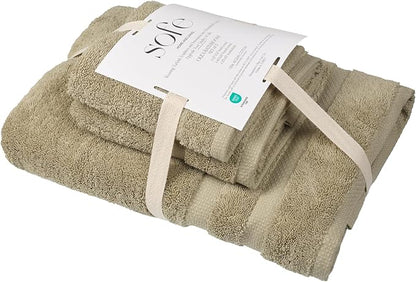 SOFE H&L | Olea Luxury Turkish Cotton Bath Towels Set of 3 : 1 Bath Towel, 1 Hand Towel, 1 Wash Cloths, Green |Thick, Premium, Soft, Durable, Absorbent - Hotel Quality Towel Sets for Bathroom