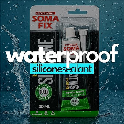 Silicone Caulk - Squeeze Tube Silicone Sealant for Wood, Kitchen, Bathroom, Sink, and Windows - Multi-Purpose & Waterproof (Black)