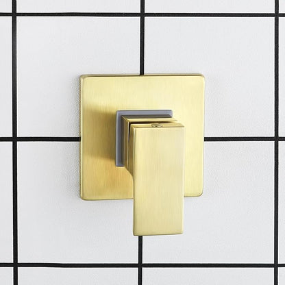 SKOWLL Shower Valve Kit Brushed Gold Shower Handle Valve Trim Kit, Wall Mount Single Function Shower Mixer Control Valve Kit Rough-in Valves Included