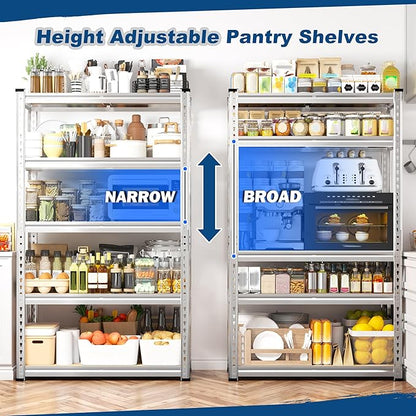 REIBII Storage Shelves 2020LBS Garage Shelving 5 Tier Heavy Duty Shelving Adjustable Pantry Shelves for Garage Closet Kitchen Basement 28" W x 12" D x 59.8" H, 2 Pack