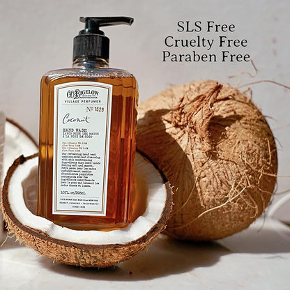 C.O. Bigelow Hand Wash, Coconut, No. 1529 - Village Perfumer Moisturizing Hand Wash for Bathroom & Kitchen with Aloe Vera, 10 fl oz, Pack of 2