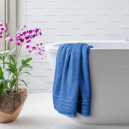 Avalon Towels Bath Towels Set of 4, Size 30 x 60 Inches, Highly Soft and Absorbent, Quick Drying, Lightweight, Perfect for Daily Use (Blue)
