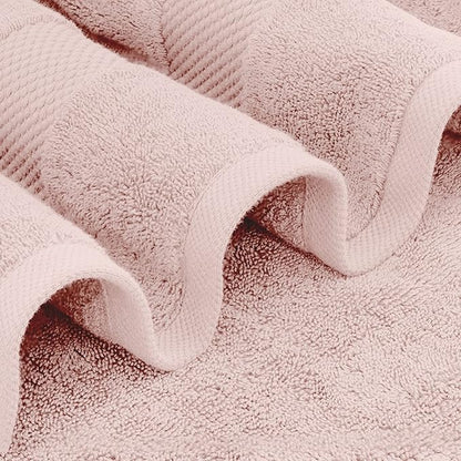White Classic Luxury Bath Towel Set of 8 Pieces - 100% Turkish Cotton Highly Absorbent Towels for Bathroom, 2 Luxury Bath Towels 700GSM, 2 Hand Towels, 4 Washcloths, Pink