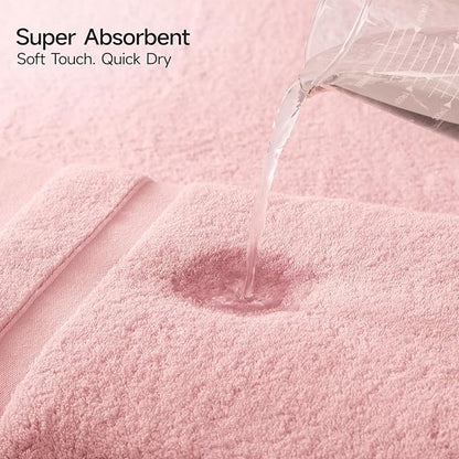 REDKISS 100% Cotton Bath Towels Set of 2, Extra Large Bath Sheets 35 X 70 Inches, 800 GSM, Quick Dry, Ultra Soft & Super Absorbent Bathroom Towel Sets for Bathroom, Gym, Spa, Pool & Hotel, Pink