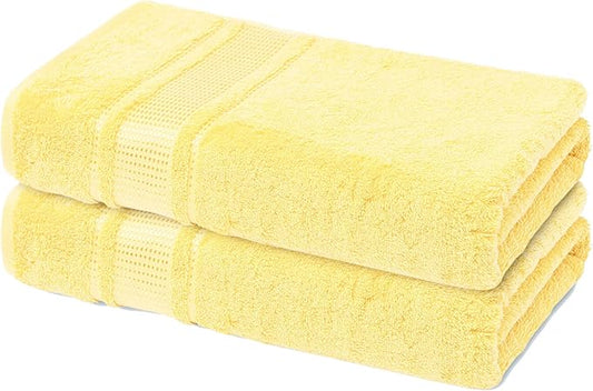 Melissa Linen 2-Piece Turkish Cotton Face & Hand Towels - 20 in x 35 in, Absorbent, Quick Dry, Durable & Soft, Spa & Hotel Quality (Light Yellow)