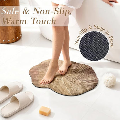 TimberFlow Medium-Small Bath Mat with Water-Absorbant Nano-Porous Diatom Surface, Pet-Friendly Quick-dry Non-slip Shower Rug with Portable Storage Bag, Machine Washable 4-Layer Design