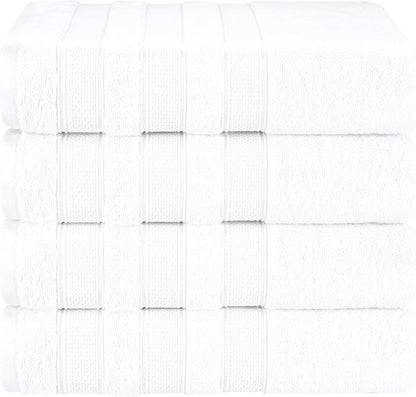American Soft Linen Salem 100% Cotton Turkish 4 Piece Bath Towels for Bathroom, 600 GSM Soft Absorbent Quick Dry Bath Towel Set, White