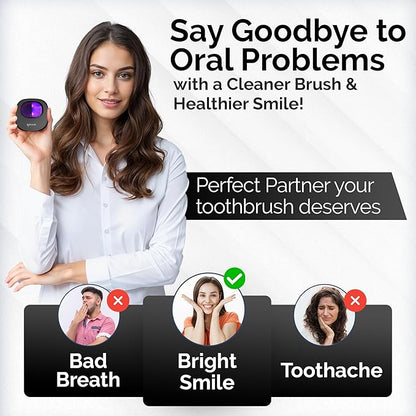 Portable UV Toothbrush Sanitizer Holder & Cleaner with UV Light & Magnetic Mounting - Rechargeable Toothbrush Sanitizer for Travel Cover, Wall Mounted UV Tooth Brush Sanitizer Holder Fits Most Brushes