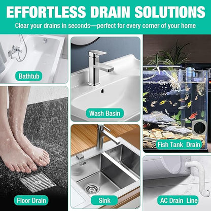 Rotating Handle Drain Snake - 40 Inch Steel Wire Hair Clog Remover, Heavy Duty Flexible Plumbing Snake for Shower, Sink, Toilet, Bathroom & Kitchen Drain Cleaner Tool