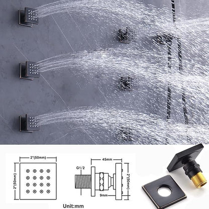 12"+8"+8" Triple Shower Heads Shower System Oil Rubbed Bronze Body Jets Shower Set with Handheld Sprayer and Temperature Display Valve,Full Body Shower System