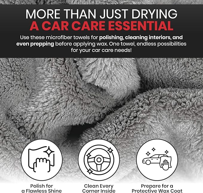 Platinum Microfiber Towels for Cars Extra Large Towel Set of 2 Drying Towels with Maximum Absorbency, Scratch Free Wash Towels for Detailing, Microfiber Cleaning Cloth Towel Kit